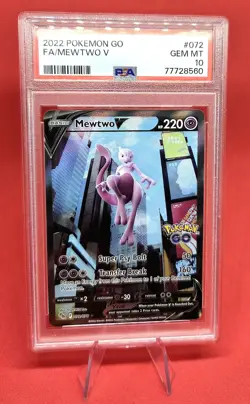 2022 POKEMON GO #072 FULL ART/MEWTWO V PSA 10 GEM MT - Image 2