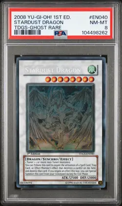 Stardust Dragon Yugioh 2008 TDGS-EN040 Ghost Rare 1st Edition PSA 8 - Image 1