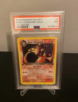 PSA 7 DARK CHARIZARD 4/82 1st Edition Team Rocket Pokemon Card - Image 1