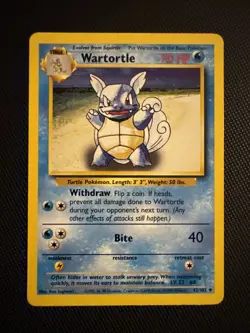 Pokemon TCG Wartortle Base Set, Unlimited Uncommon Card 42/102 - Image 1