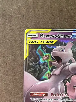 Mewtwo & Mew GX 71/236 Tag Team Ultra Rare Unified Minds Pokemon Card NM - Image 2