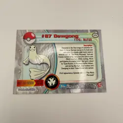 Dewgong #87 - Topps BLUE LOGO - Tv Animation - Non Holo POKEMON CARD - Image 2