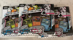 3 NEW POKEMON Scarlet & Violet Black Bolt & White Flare Poster Collection Boxes - Image 1