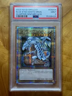 Blue-Eyes White Dragon Yugioh 2023 LC01-EN004 Quarter Century Secret Rare PSA 9 - Image 1