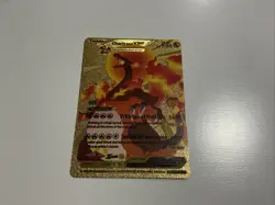 Pokemon Gold Foil Charizard VMAX Whirlpool Hellfire 586HP Fan Art Display Card - Image 1