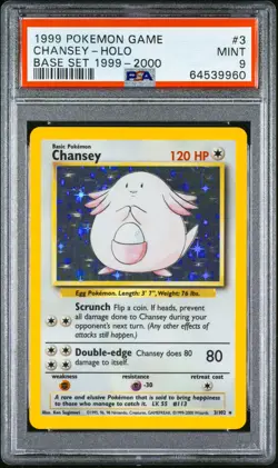1999 POKEMON BASE SET 1999-2000 4TH PRINT UK #3 CHANSEY-HOLO PSA 9 - Image 1