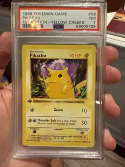 1999 Pokemon Game Pikachu 1st Edition Yellow Cheeks PSA 7 - Image 1