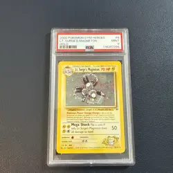 PSA 9 MINT Lt. Surge's Magneton Holo Gym Heroes Unlimited #8 Pokemon 2000 WOTC - Image 1