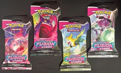 POKEMON Sword Shield FUSION STRIKE BOOSTER SLEEVE PACKS ALL 4 ARTWORK NICE! - Image 1