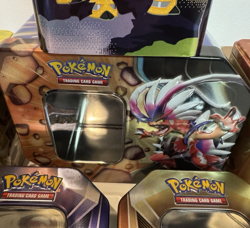 Pokemon Tins Lot Of 6 Various Empty Tins Only + 3 Mini Binders + B&W Poster - Image 4