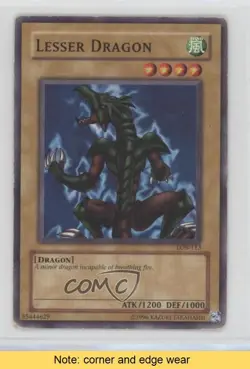 Lesser Dragon YuGiOh Legend of Blue Eyes White #LOB-113 2002 READ 01ic - Image 1