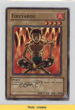 Fireyarou YuGiOh Legend of Blue Eyes White Dragon #LOB-085 2002 READ 2u3 - Image 1