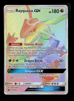 Rayquaza GX 177/168 Celestial Storm 2018 Secret Rainbow Rare Pokemon Card TCG - Image 1