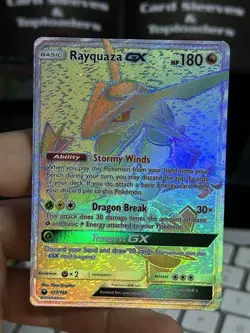 Rayquaza GX 177/168 Celestial Storm 2018 Secret Rainbow Rare Pokemon Card TCG - Image 3
