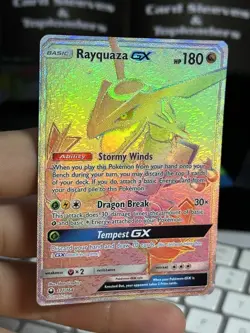Rayquaza GX 177/168 Celestial Storm 2018 Secret Rainbow Rare Pokemon Card TCG - Image 4
