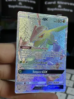 Rayquaza GX 177/168 Celestial Storm 2018 Secret Rainbow Rare Pokemon Card TCG - Image 5