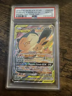 2019 POKEMON SM BLACK STAR PROMO #SM169 FULL ART/EEVEE & SNORLAX GX PSA 10 - Image 1