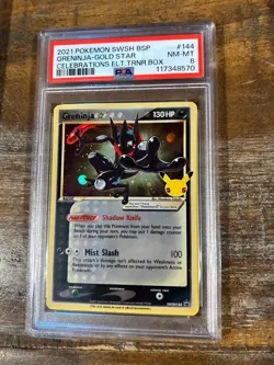 POKEMON 2021 Celebrations Elite Trainer Box GRENINJA Gold Star Promo #144 PSA 8 - Image 1