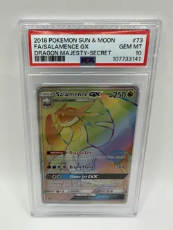 2018 POKEMON DRAGON MAJESTY SALAMENCE GX #73 SECRET RARE PSA 10 GEM MINT LOW POP - Image 1