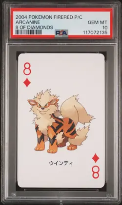 2004 POKEMON FIRERED VERSION PLAYING CARDS 8 OF DIAMONDS ARCANINE PSA 10 - Image 1