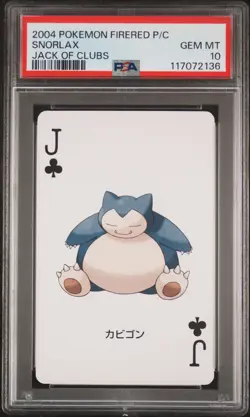 2004 POKEMON FIRERED VERSION PLAYING CARDS JACK OF CLUBS SNORLAX PSA 10 - Image 1