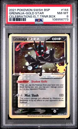 2021 Pokemon SWSH Celebrations Black Star Promo 144 Greninja Gold Star PSA 8 - Image 1