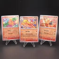 Torchic Combusken Blaziken Set Holo & Reverse Holo NM Pokemon Destined Rivals - Image 1