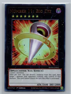 Yugioh Number 11: Big Eye RA04-EN062 Ultra Rare Foil - NM - Image 1