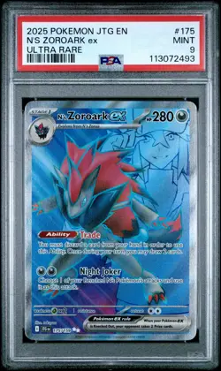 2025 POKEMON JTG EN-JOURNEY TOGETHER ULTRA RARE #175 N'S ZOROARK EX PSA 9 - Image 1