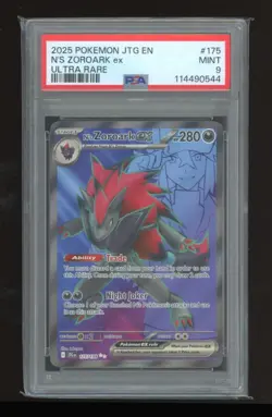 2025 POKEMON JTG EN-JOURNEY TOGETHER ULTRA RARE #175 N'S ZOROARK EX PSA 9 - Image 1