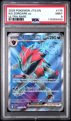2025 POKEMON JTG EN-JOURNEY TOGETHER ULTRA RARE #175 N'S ZOROARK EX PSA 9 - Image 1