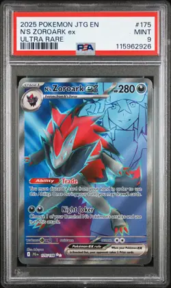 2025 POKEMON JTG EN-JOURNEY TOGETHER ULTRA RARE #175 N'S ZOROARK EX PSA 9 - Image 1