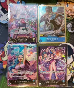 One Piece TCG Japanese 4 Card Lot Boa Hancock Vivi Sanji Pilaf Vegapunk Alt Arts - Image 2