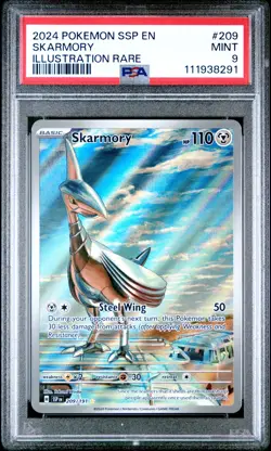 2024 POKEMON SSP EN-SURGING SPARKS ILLUSTRATION RARE #209 SKARMORY PSA 9 - Image 1