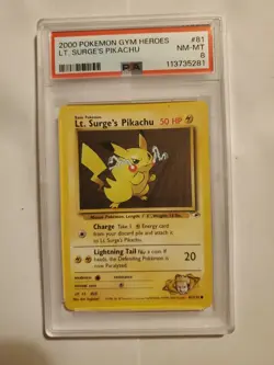 2000 Pokemon LT. Surges # 81 Pikachu Gym Heroes PSA 8 NM-MT - Image 1