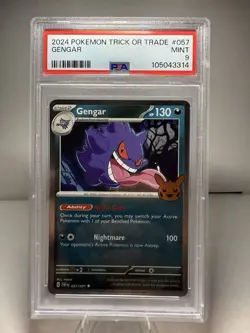 PSA 9 Gengar Trick Or Trade #057 2024 Pokemon Card Halloween Stamp Cosmo Holo - Image 1