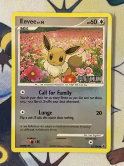 Pokemon Eevee Platinum STAMPED Reverse Holo 62/100 Burger King Promo TCG Card LP - Image 1