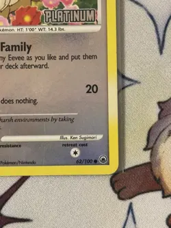 Pokemon Eevee Platinum STAMPED Reverse Holo 62/100 Burger King Promo TCG Card LP - Image 4