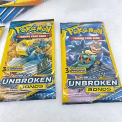 Sealed Pokemon Sun and Moon Unbroken Bonds 3 Card Booster Pack Lot of 4 - Image 2