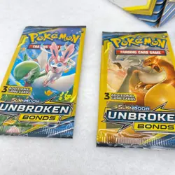 Sealed Pokemon Sun and Moon Unbroken Bonds 3 Card Booster Pack Lot of 4 - Image 3