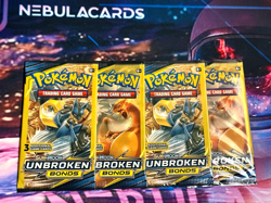 Sealed Pokemon Sun and Moon Unbroken Bonds 3 Card Booster Pack Lot of 4 - Image 1