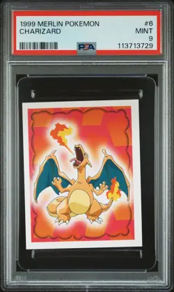 PSA 9 MINT 1999 MERLIN POKEMON 6 CHARIZARD - Image 1