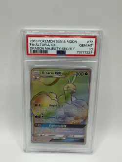 POKEMON DRAGON MAJESTY ALTARIA GX #72 SECRET/HYPER RARE HOLO PSA 10 GEM MINT - Image 1