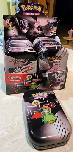 Pokemon Black Bolt & White Flare Mini Tin Display (8 Tins) No Packs + 1 Xtra Tin - Image 1