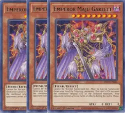 Yugioh - Emperor Maju Garzett x 3 - 1st Edition Rare NM - Plus Free Holo Card - Image 1