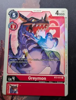 Digimon Card Game Greymon (Alternative Art) BT3-011 U - Foil - NM - Image 1