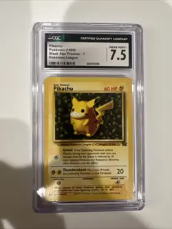 Pikachu 1999 Black Star Promos 1 Pokemon League CGC 7.5 Mint - Image 1