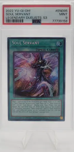 2022 Yugioh LDS3-EN095 Soul Servant Secret Rare Limited Edition PSA 9 Mint - Image 1