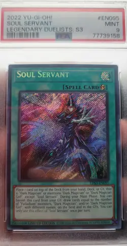 2022 Yugioh LDS3-EN095 Soul Servant Secret Rare Limited Edition PSA 9 Mint - Image 2