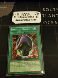 MASK OF DISPEL - SUPER RARE DMG LON-017 - YUGIOH * DAMAGED* - Image 1